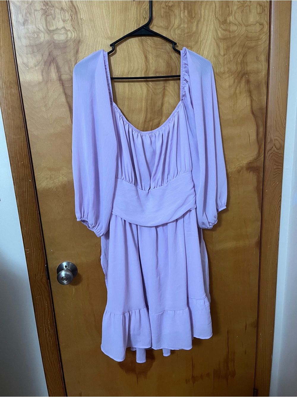 lavender flowy tie-back mini dress